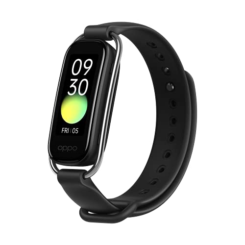 OPPO Smart Band with Extra Sport Strap - Continuous Blood Oxygen Saturation Monitoring（spO2, Up to 12 Days Battery Life, 1.1" AMOLED Display, 5ATM Water Resistant,Supports Android and iOS（Black