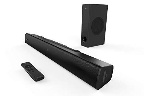 Creative Stage V2 160W 2.1 Soundbar with Subwoofer, Clear Dialog and Surround by Sound Blaster, Bluetooth 5.0, TV ARC, Optical, Aux and USB C Audio, Wall Mountable, Adjustable Bass and Treble, for TV
