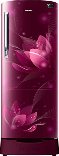 Samsung 192 L 4 Star Inverter Direct Cool Single Door Refrigerator(RR20T182XR8/HL, Blooming Saffron Red, Base Stand with Drawer)