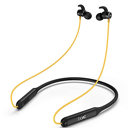 boAt Rockerz 330 Wireless Neckband with ASAP Charge, Up to 30H Playback, Enhanced Bass, Metal Control Board, IPX5, Type C Port, Bluetooth v5.0, Voice Assistant(Blazing Yellow)