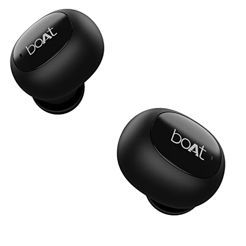 boAt Airdopes 121v2 TWS Earbuds with Bluetooth V5.0, Immersive Audio, Up to 14H Total Playback, Instant Voice Assistant, Easy Access Controls with Mic and Dual Tone Ergonomic Design(Active Black)