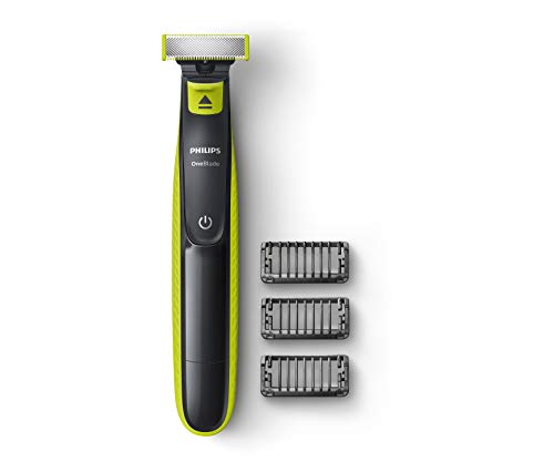 Philips QP2525/10 Cordless OneBlade Hybrid Trimmer and Shaver with 3 Trimming Combs (Lime Green)