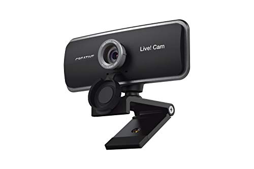 Creative Live! Cam Sync 1080p Full HD Wide-Angle USB Webcam with Dual Built-in Mic, Privacy Lens Cap, Universal Tripod Mount, High-res Video Calling, Recording, and Streaming Camera for PC or Mac
