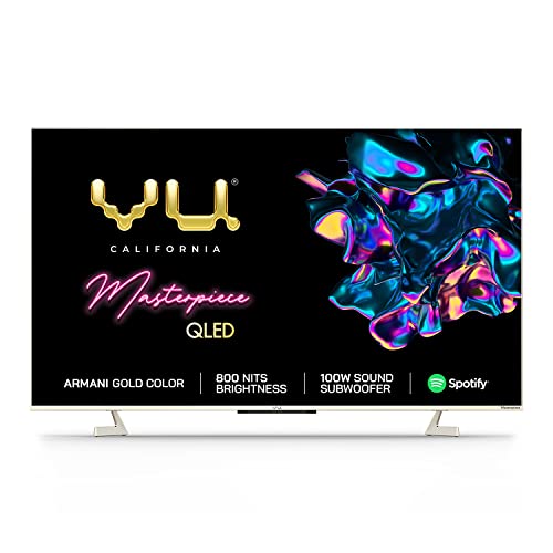 Vu 164 cm (65 inches) The Masterpiece Glo Series 4K Ultra HD Smart Android QLED TV 65QMP (Armani Gold) (2022 Model) | Built in 4.1 Speaker