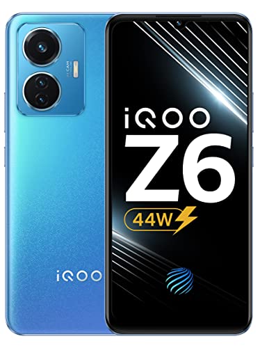 iQOO Z6 44W (Lumina Blue, 4GB RAM, 128GB Storage) | 44W FlashCharge + 5000mAh Battery | FHD+ AMOLED Display | in-Display Fingerprint