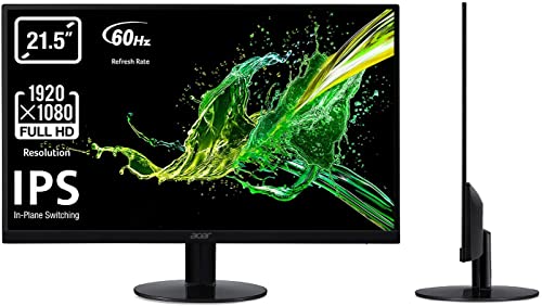Acer SA220Q 21.5 Inch Full HD IPS Ultra Slim (6.6mm Thick) Monitor I Frameless Design I AMD Free Sync I 250 Nits Brigtness I Eye Care Features I 1 X HDMI 1X VGA with HDMI Cable (Black)