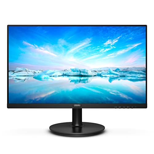 PHILIPS 222V8LA/94 54.6 cm (22") VA Panel LCD Monitor with LED Backlight, Built-in Speakers, DisplayPort/HDMI/VGA Connectivity, Full HD, 75 Hz Refresh Rate, Flicker Free, VESA Mount, Black