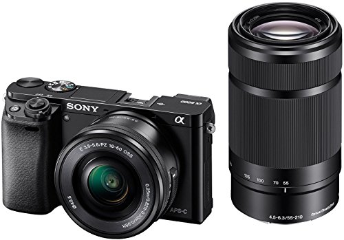 Sony Alpha ILCE 6000Y 24.3 MP Mirrorless Camera with 16-50 mm and 55-210 mm Zoom Lenses (APS-C Sensor, Fast Auto Focus, Eye AF) - Black