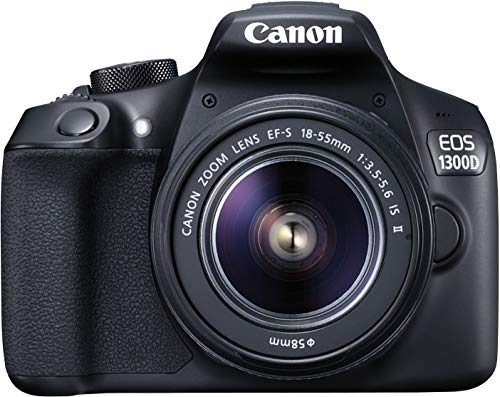 Canon EOS 1300D 18MP Digital SLR Camera (Black) with 18-55mm ISII Lens, 16GB Card and Carry Case