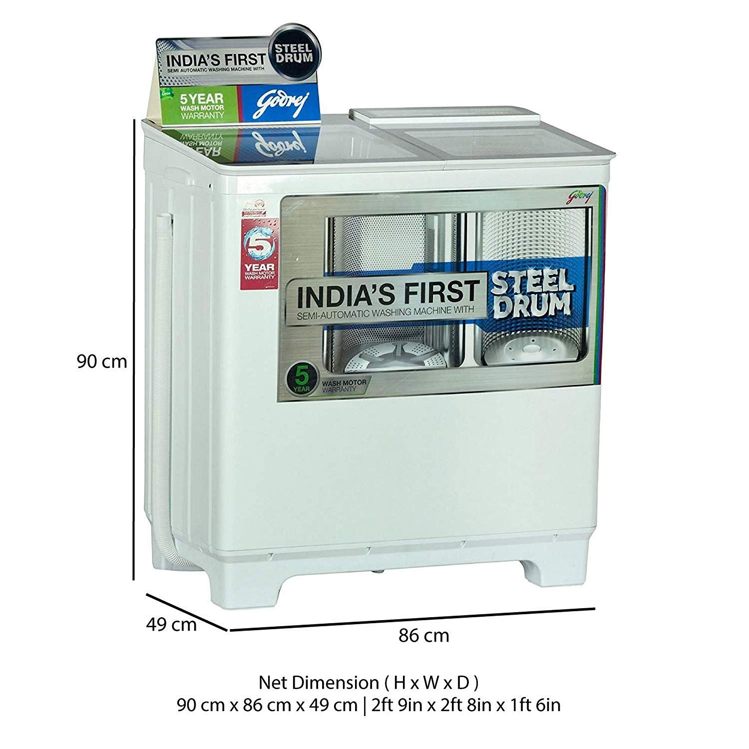 Godrej WS 800 PDS Semi-automatic Top-loading