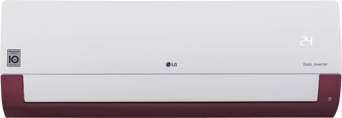 LG 1.0 Ton 5 Star Split Dual Inverter AC - White, Maroon